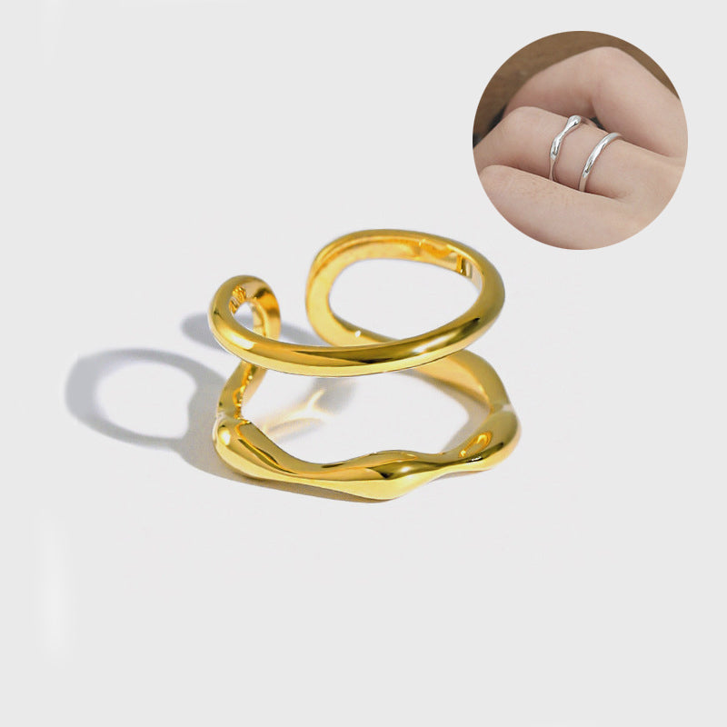 Simple Double-Layer Line Concave-Convex Smooth Opening Ring