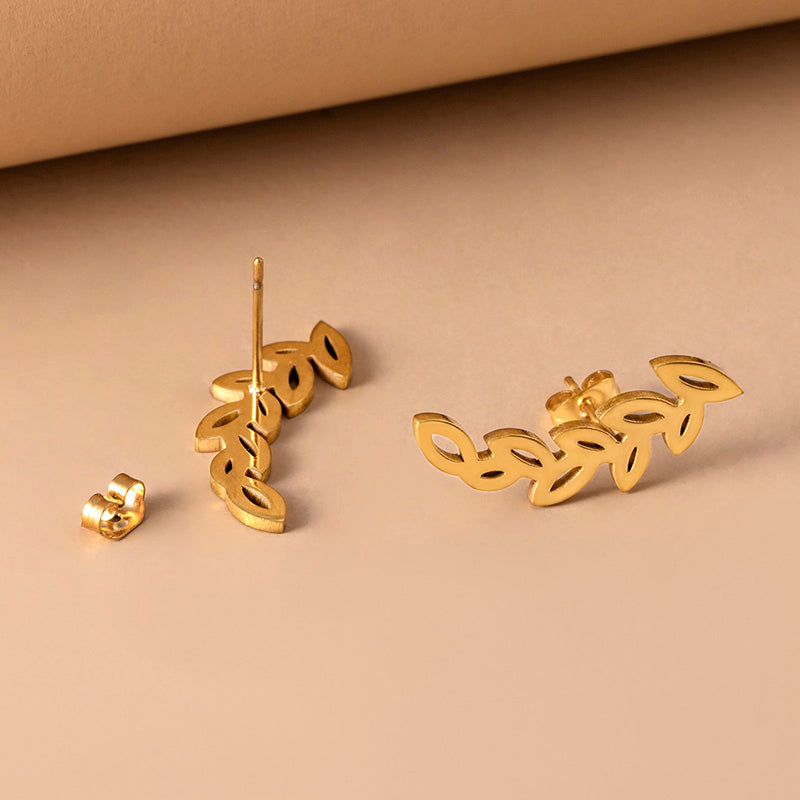 Fashion Hollow Small Leaves Vine Stud Earrings