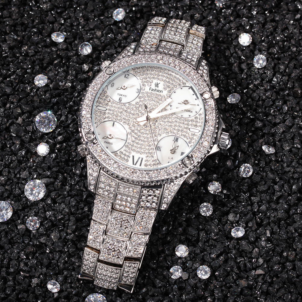 Hot Full Diamond Large Dial Hip-Hop Men's Watches