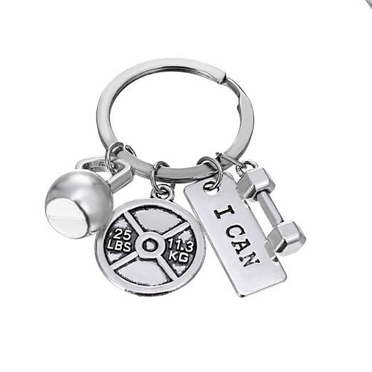 Men and Women Fashion Sports Power Dumbbell Barbell Kettlebell Keychain