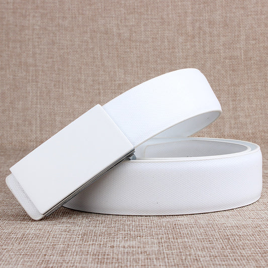 Rubber Smooth Buckle Pearl Pattern Men's Belt