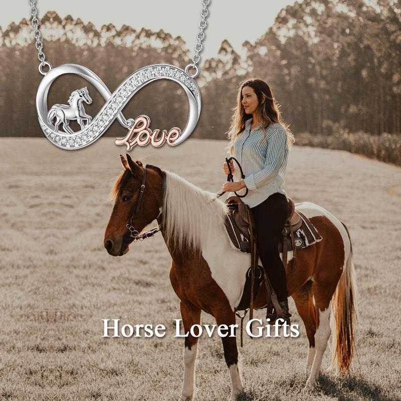 Horse Infinity Love Necklace Sterling Silver Jewelry Gift For Women