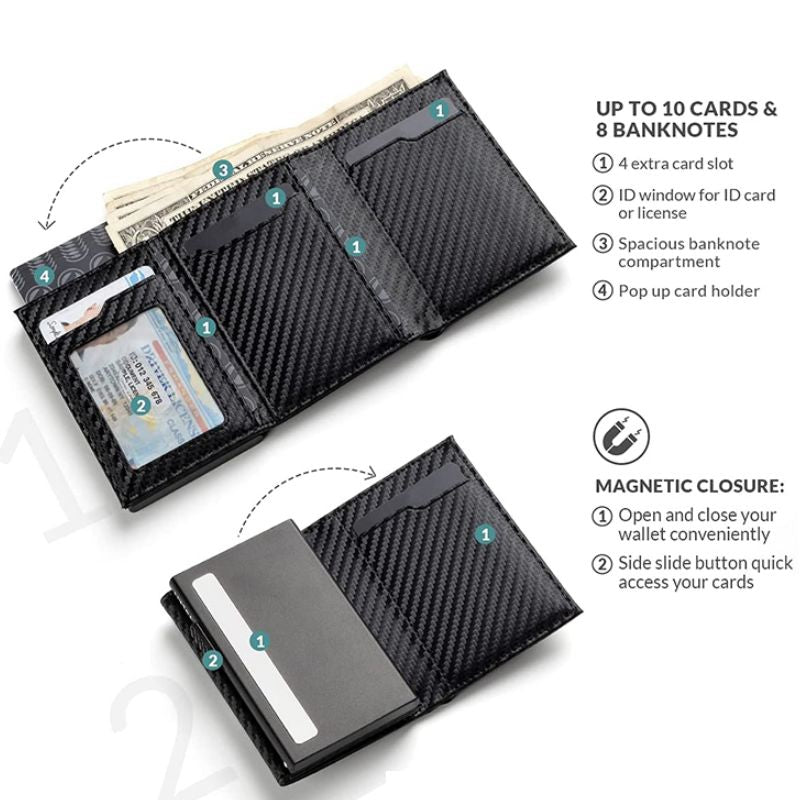 Multifunctional Carbon Fiber Microfiber Leather Card Sleeve