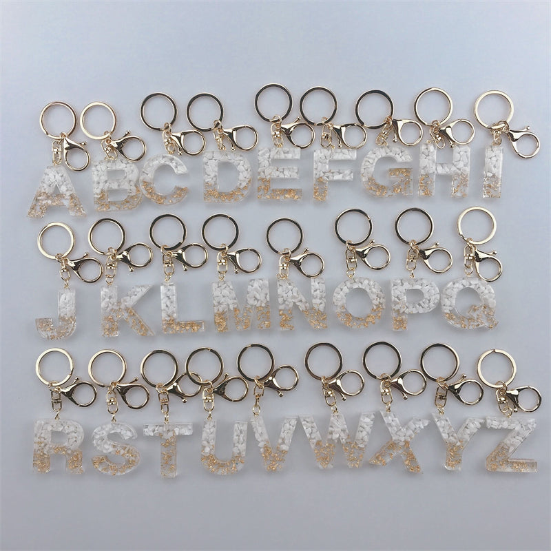 Crystal Gutta Percha Letter Keychain European And American Style