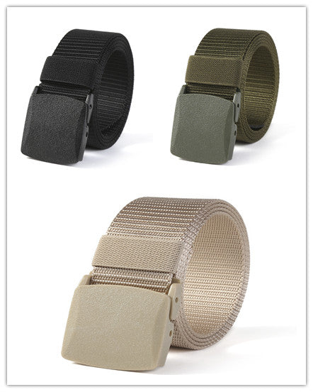 Men's Canvas Belt With Hypoallergenic Metal Plastic Buckle Casual Fabric