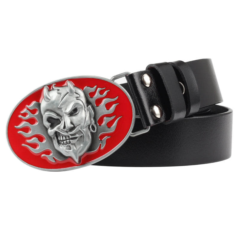 Skull Skin Buckle Leather Big Head Retro Ghost