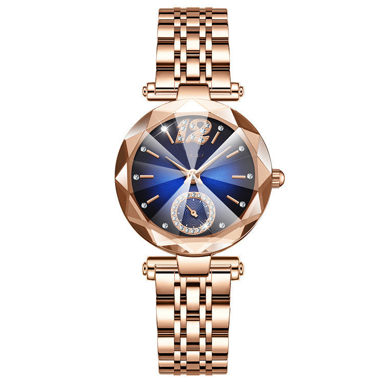 Women's Fashionable Multi-Pronged Gradient Glass With Diamond Face Watch