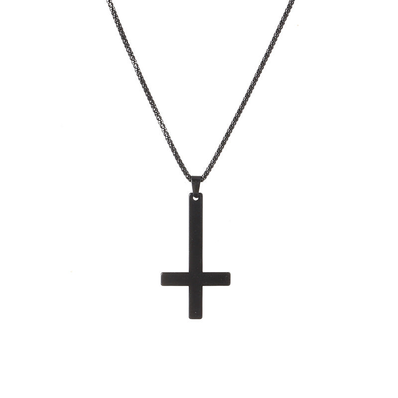 Titanium Steel Smooth Cross Necklace Pendant