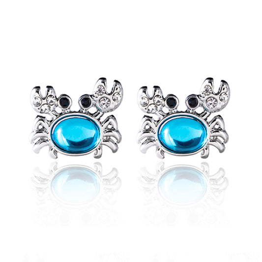 Fashion Alloy Gem Crystal Crab Stud Earrings