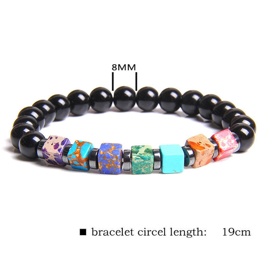 Natural Stone Bead Bracelet Men's Square Emperor Stone Charm Bracelet