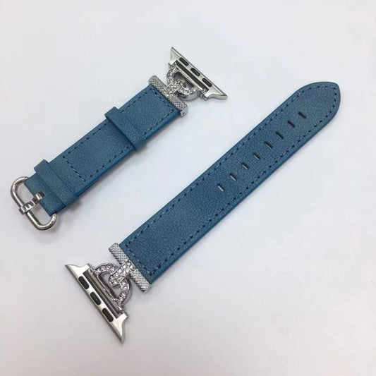 Diamond-Encrusted Leather Watch Band