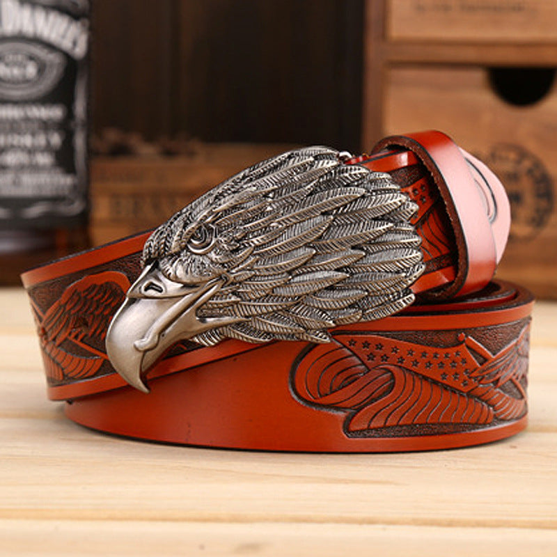 Fashion Cowhide Leisure Eagle Head Belt