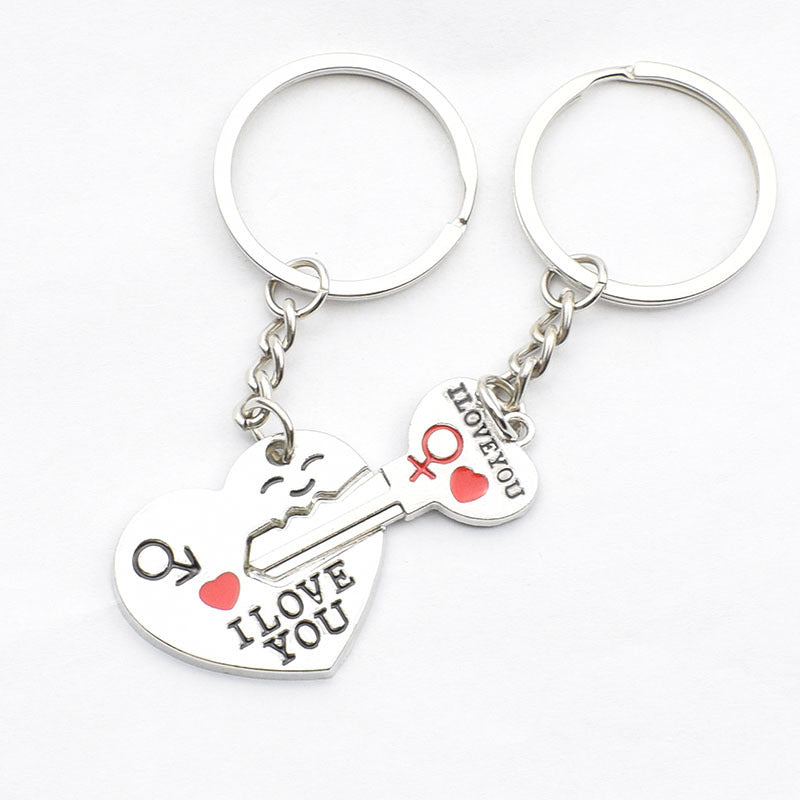 Heart-Shaped Keychain English Secret Love Keychain Couple Keychain