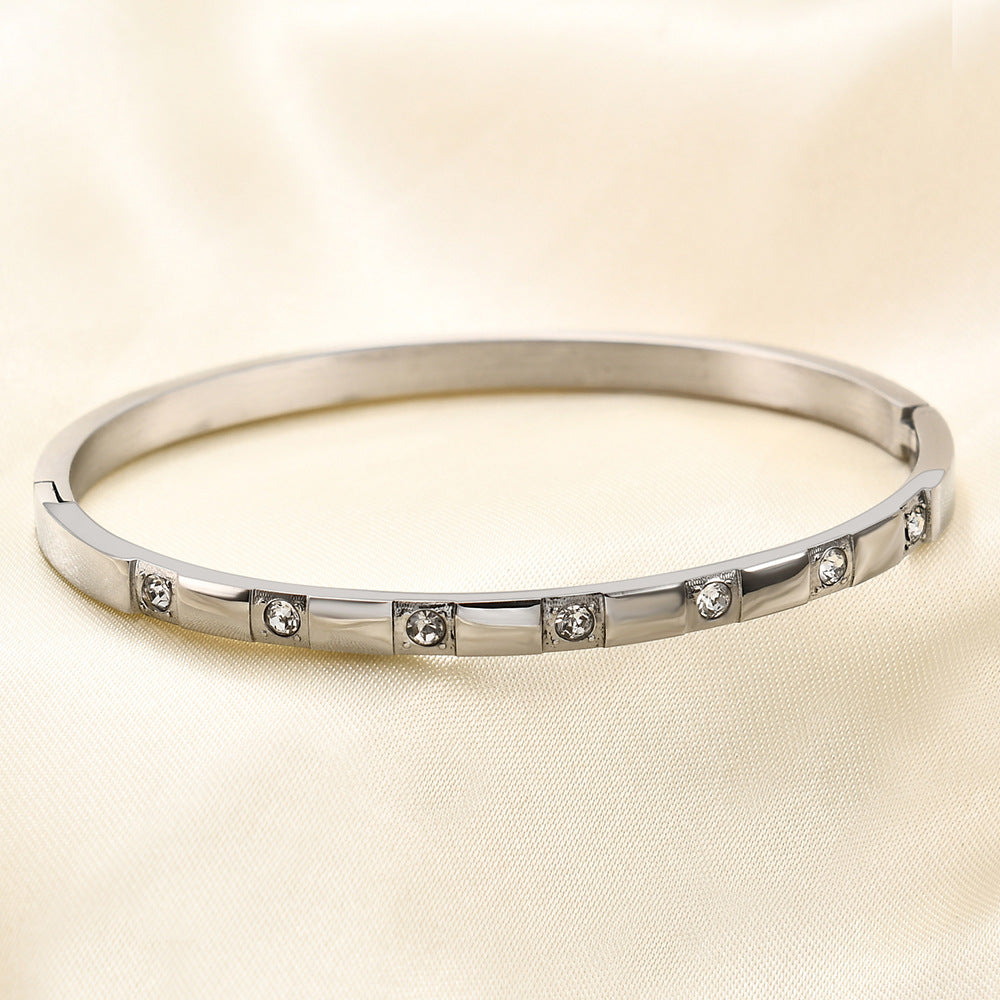 All-Match Inlaid Zirconium Bracelet Fashion Couple Simple Bracelet