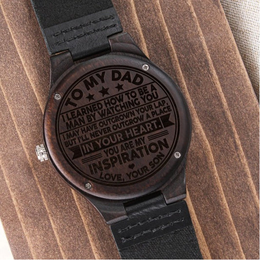 Bottom Cover Lettering Leather Strap Watch