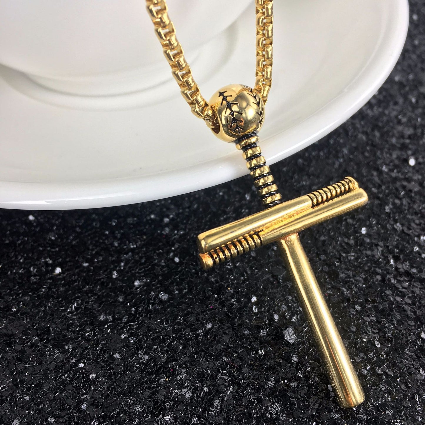 Baseball Necklace Creative Stainless Steel Cross Pendant