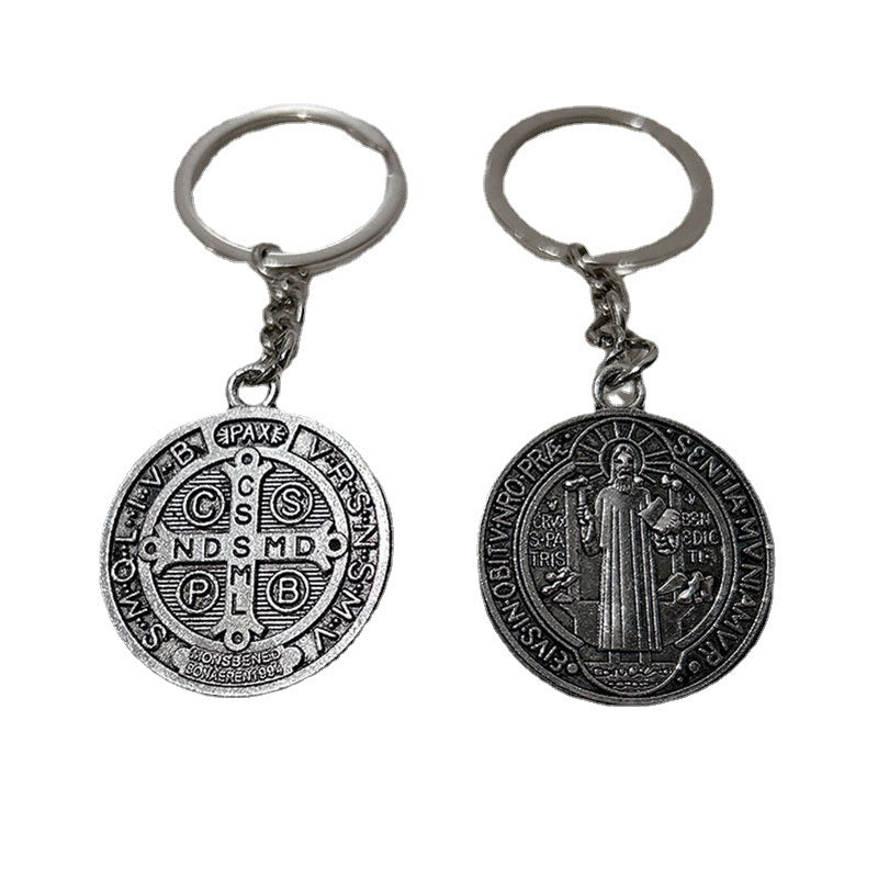 Fashion Reversible Cross Key Ring Pendant