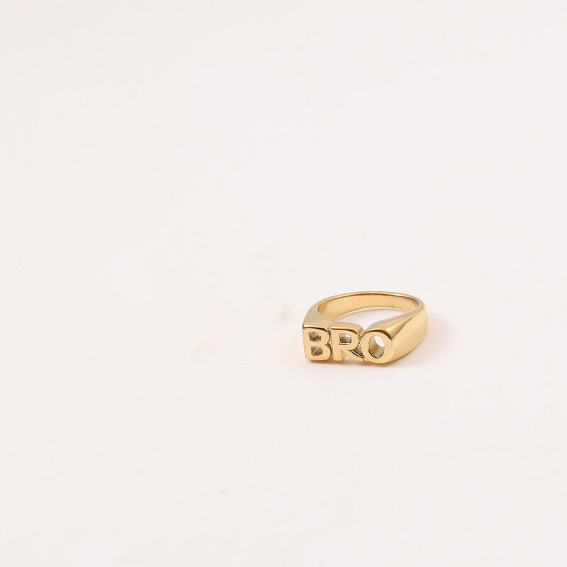 Letter Seal Titanium Steel Plating 18K Gold Ring