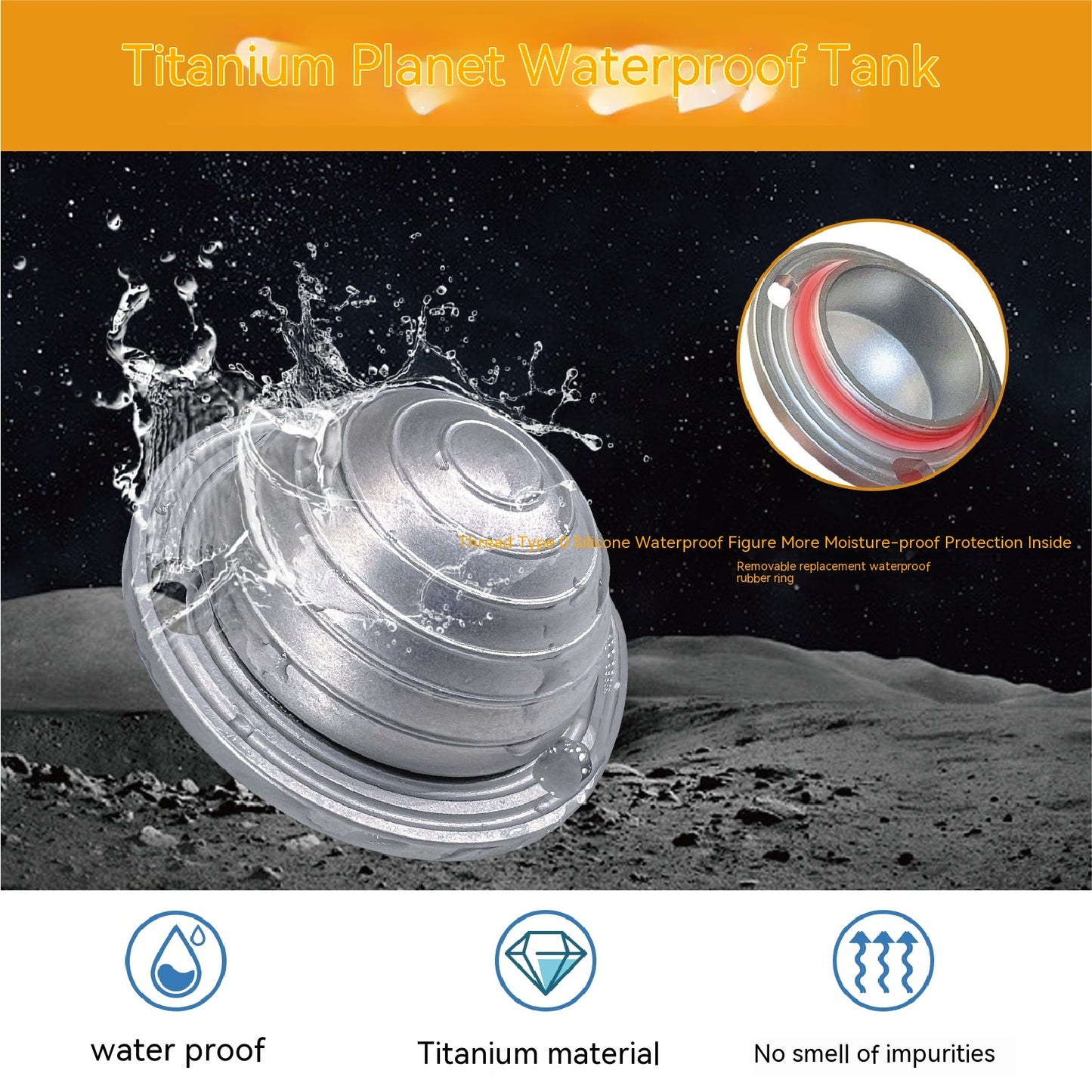 Pure Titanium Planet Sealed Small Keychain Medicine Box Bottle Waterproof Bin Can