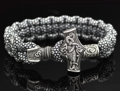 Vintage Thor'S Hammer Braided Bracelet