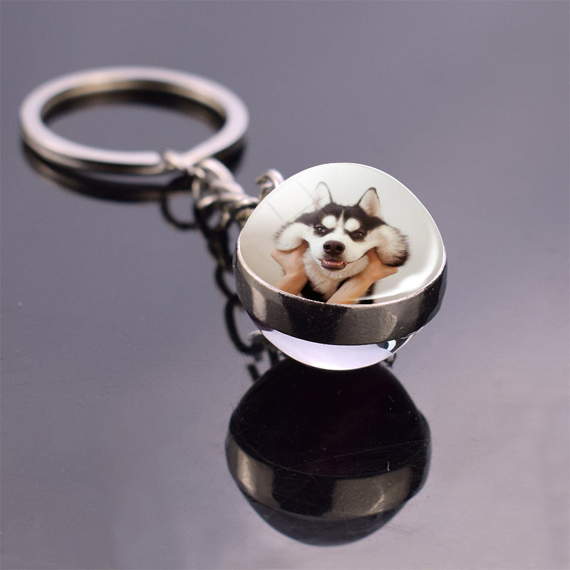 Animal Glass Ball Pendant Fashion Luminous Key Ring