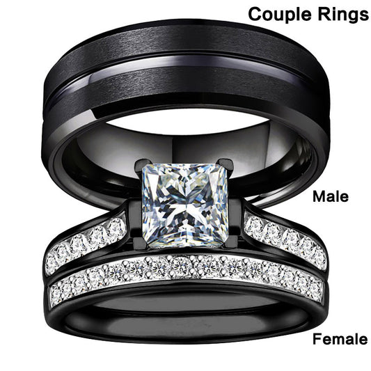 Couples Crystal Diamond Ring