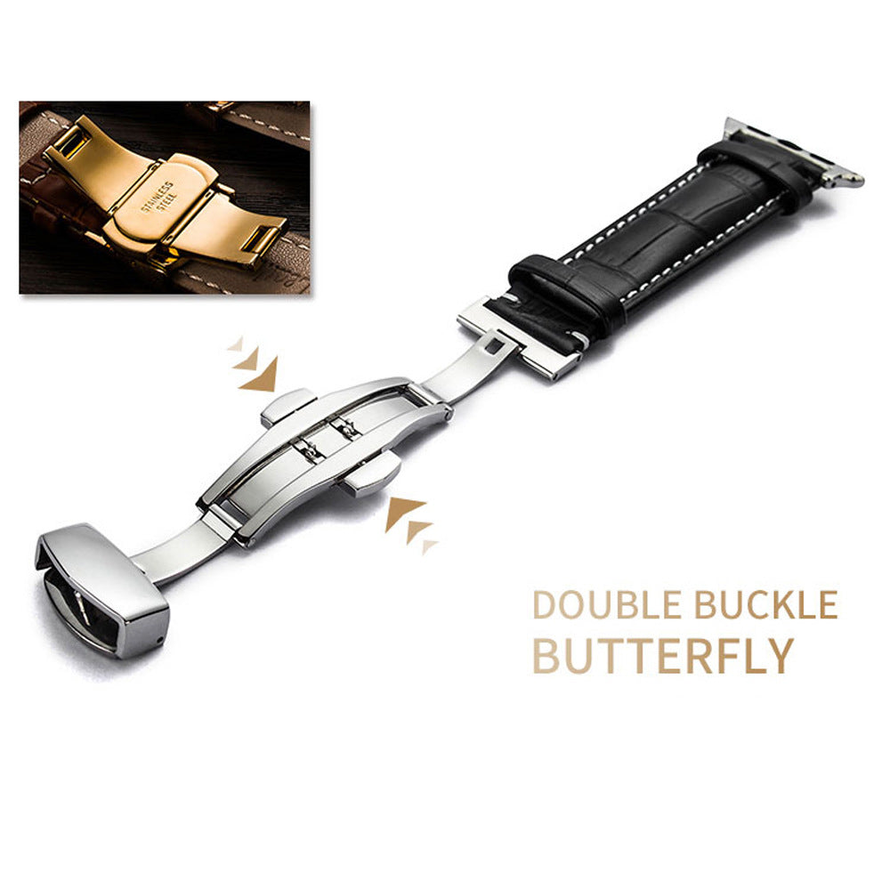 Strap 4 Slub Pattern Double Button Butterfly Buckle Strap