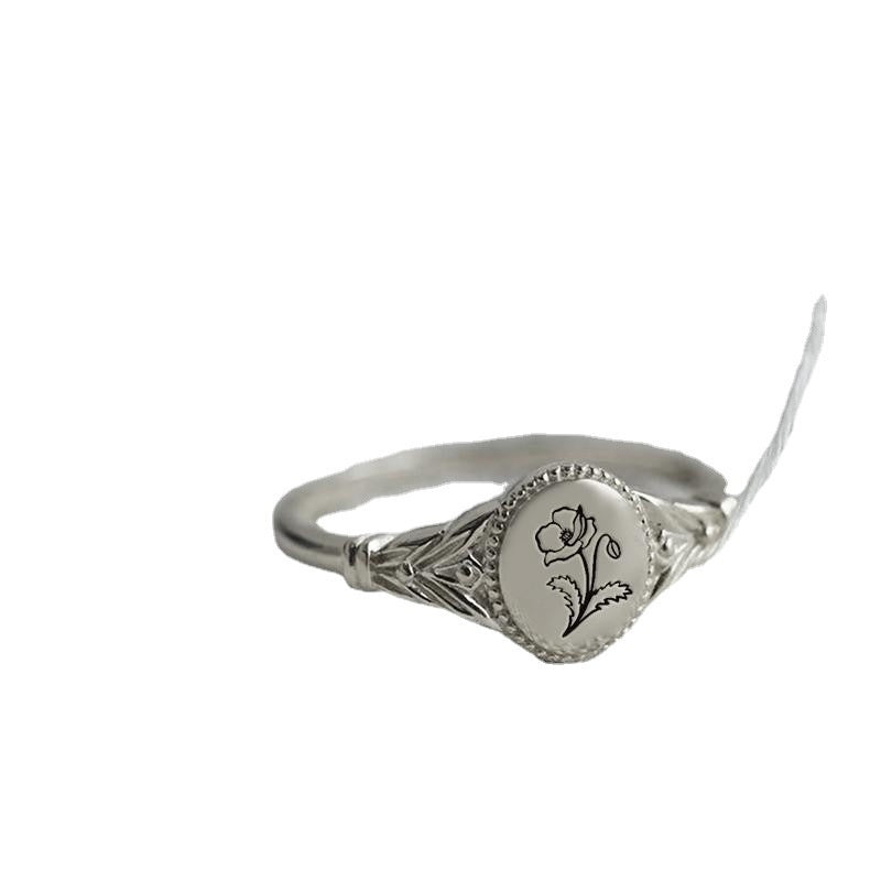 Birthday Flower 925 Silver Ring