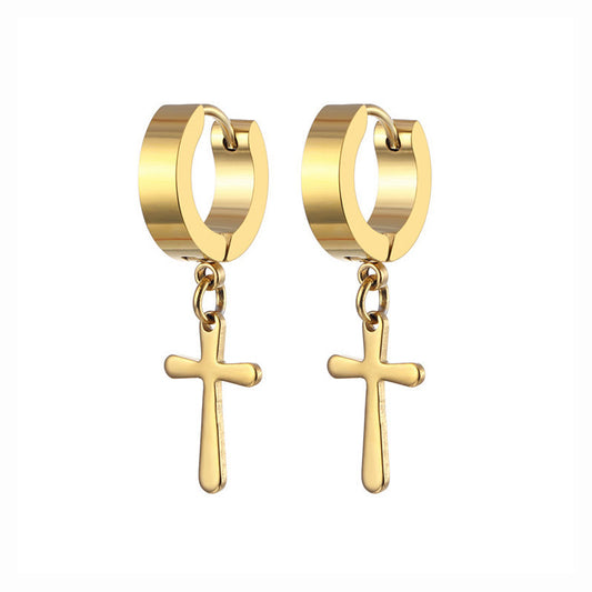 Men’S Cross Pendant Dangle Earrings