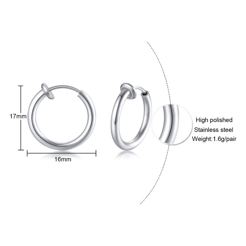 Fashion Earrings Stainless Steel Simple Men and Women