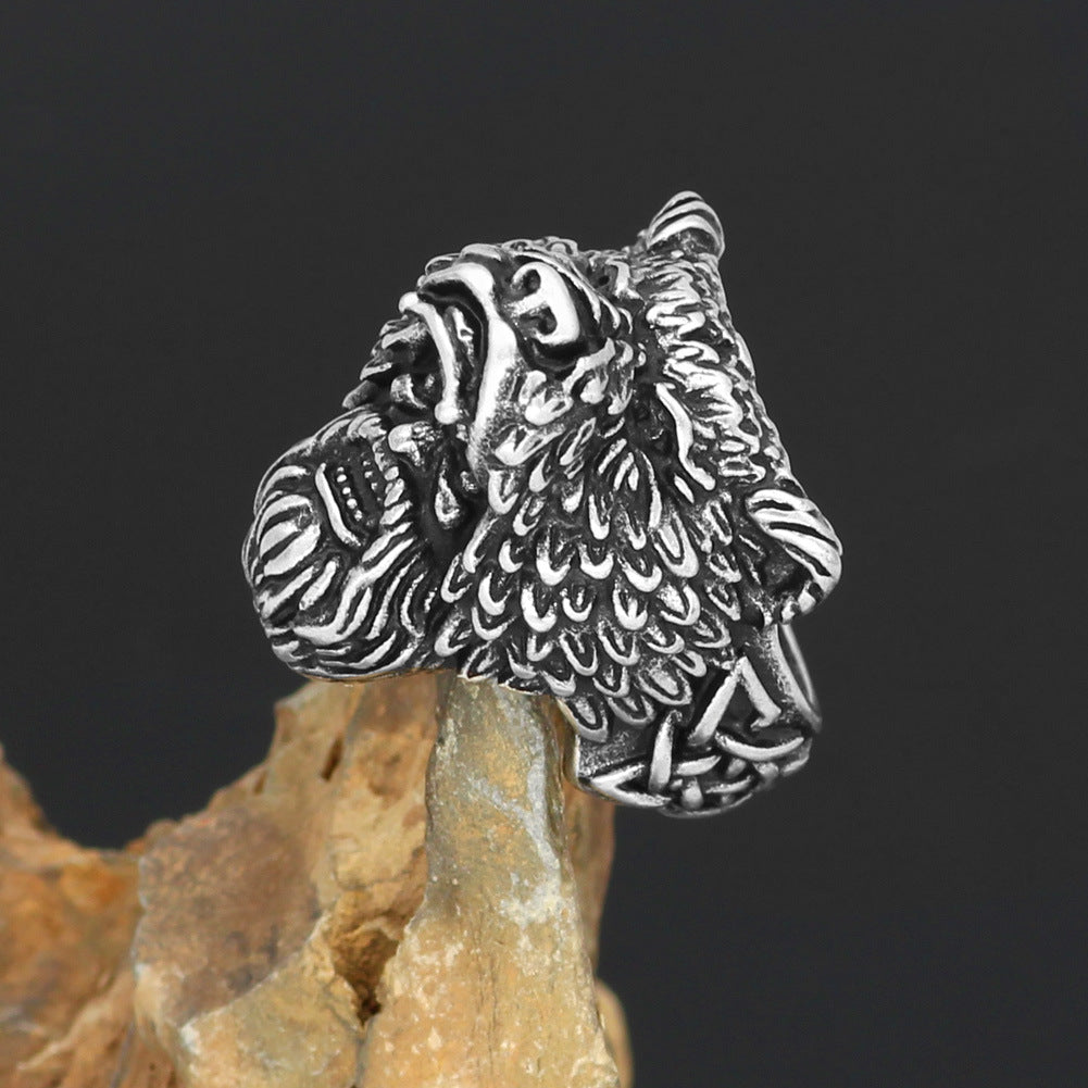 Viking Nordic Mythology Stainless Steel Ring Werewolf Aoding