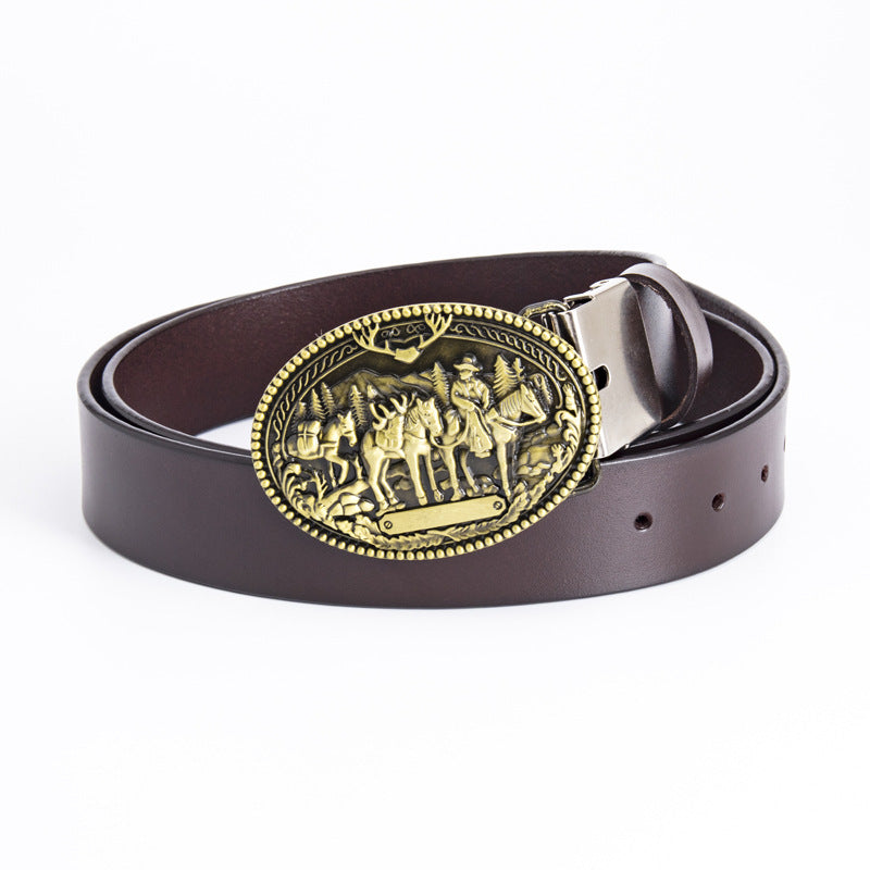 Men's Western Cowboy Punk Retro Leather Belt