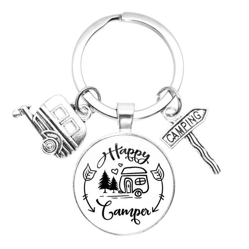 Time Gem Keychain Good Friend Happy Wild Camping Pendant