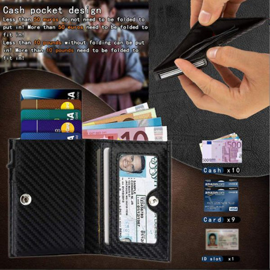 Anti-Magnetic Aluminum Box Card Clip Buckle Cowhide Money Clip Automatic Card Bag