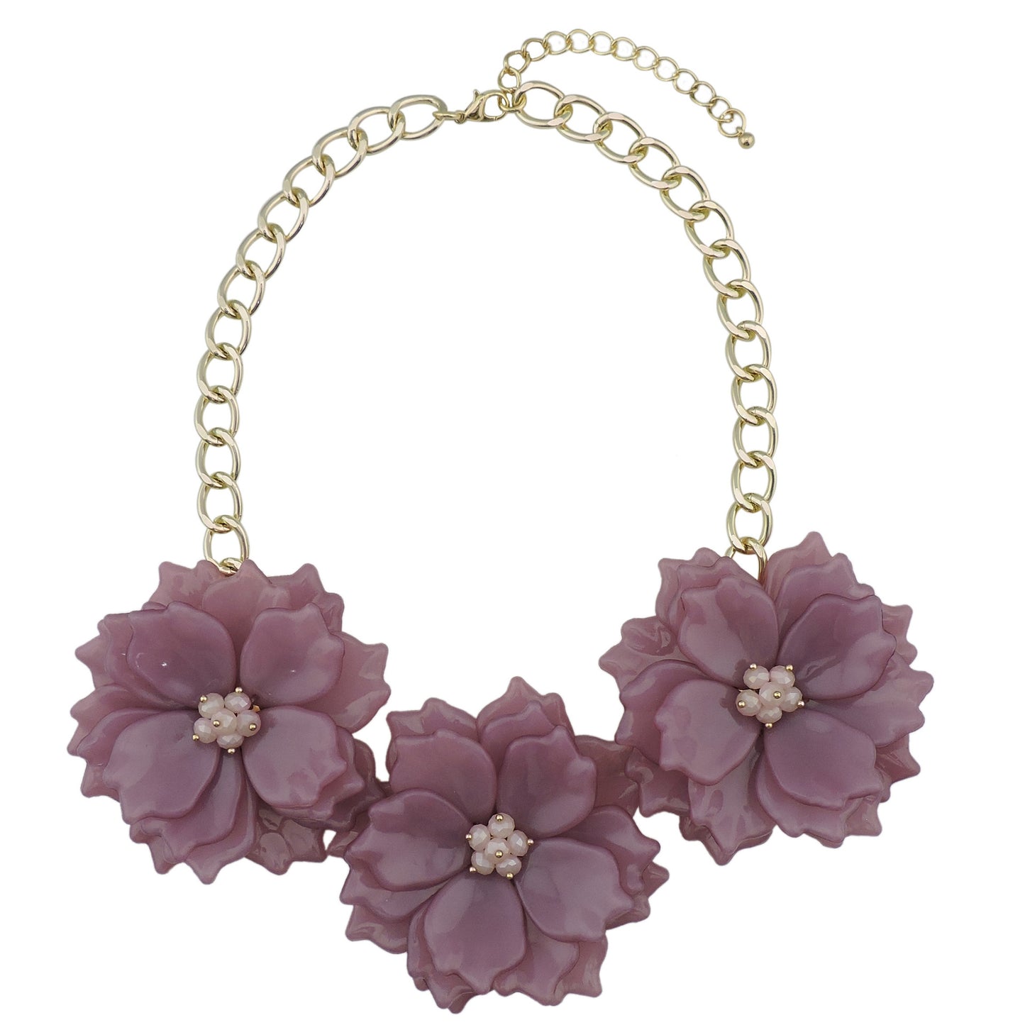 Ornament Acrylic Exaggerated Three Flowers Necklace