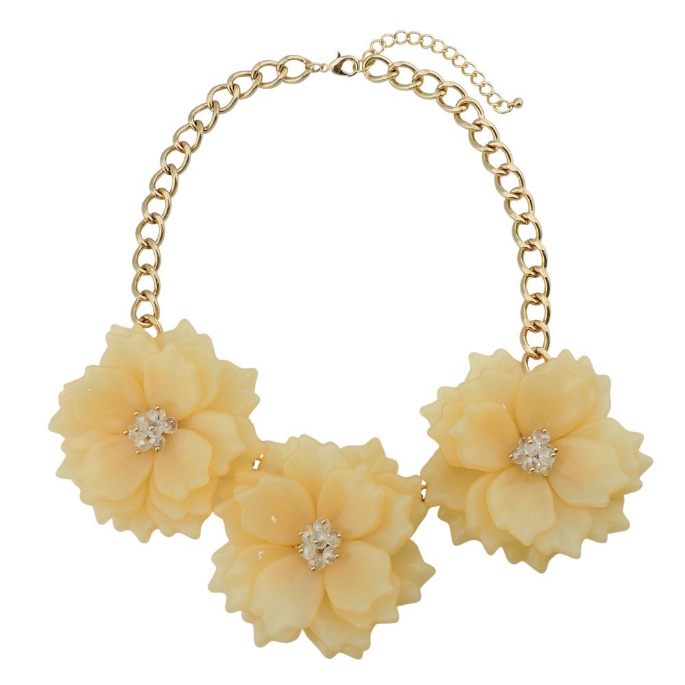 Ornament Acrylic Exaggerated Three Flowers Necklace