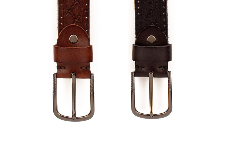 Men's Leather Pin Buckle Head Leather