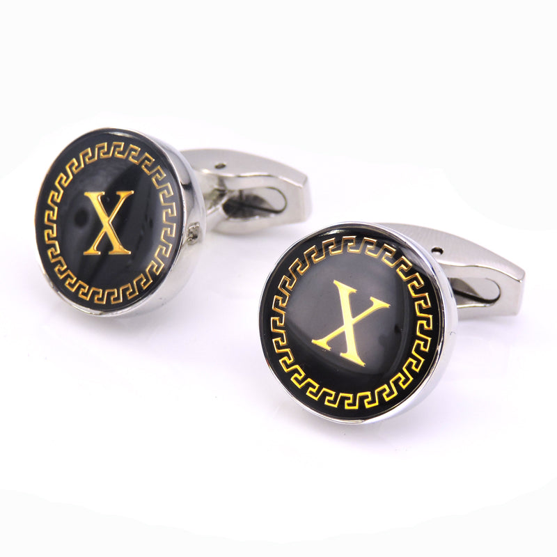 Round Letter French Cufflinks 26 Letter Cuffs