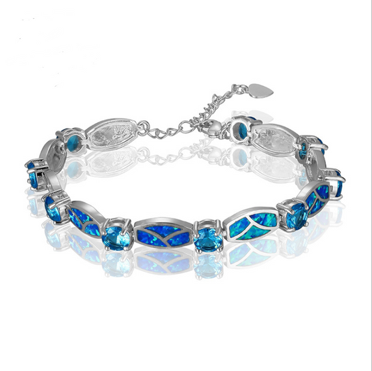 Copper Plated Silver Blue Opal  Bracelet Aliexpress Hot Blast Bracelet