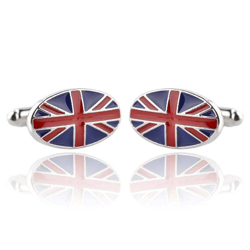 British Flag Geometric Fashion Men's French Shirt Cufflinks