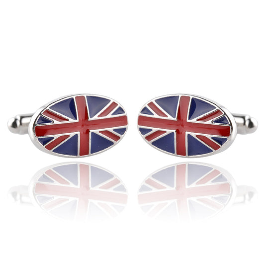 British Flag Geometric Fashion Men's French Shirt Cufflinks