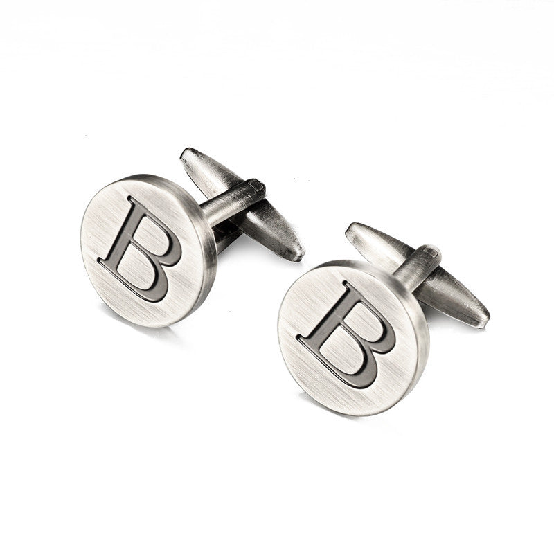 Men's Antique Silver Letters French Shirt Cufflinks