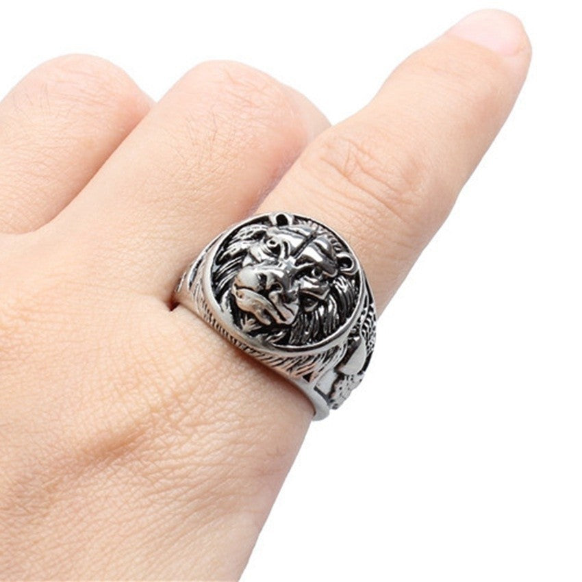 Domineering Lion's Head Ring Style Steel Titanium