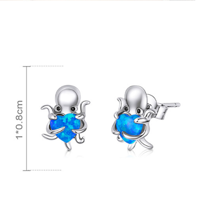 Female Cute Octopus Octopus Silver Earrings