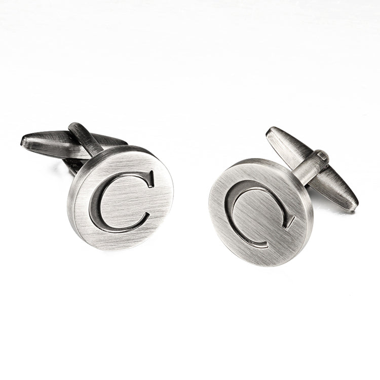 Men's Antique Silver Letters French Shirt Cufflinks