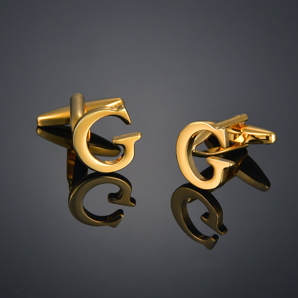 Gold Color Cufflinks Lettersmaple Leavesname Cuff Links For Mens French