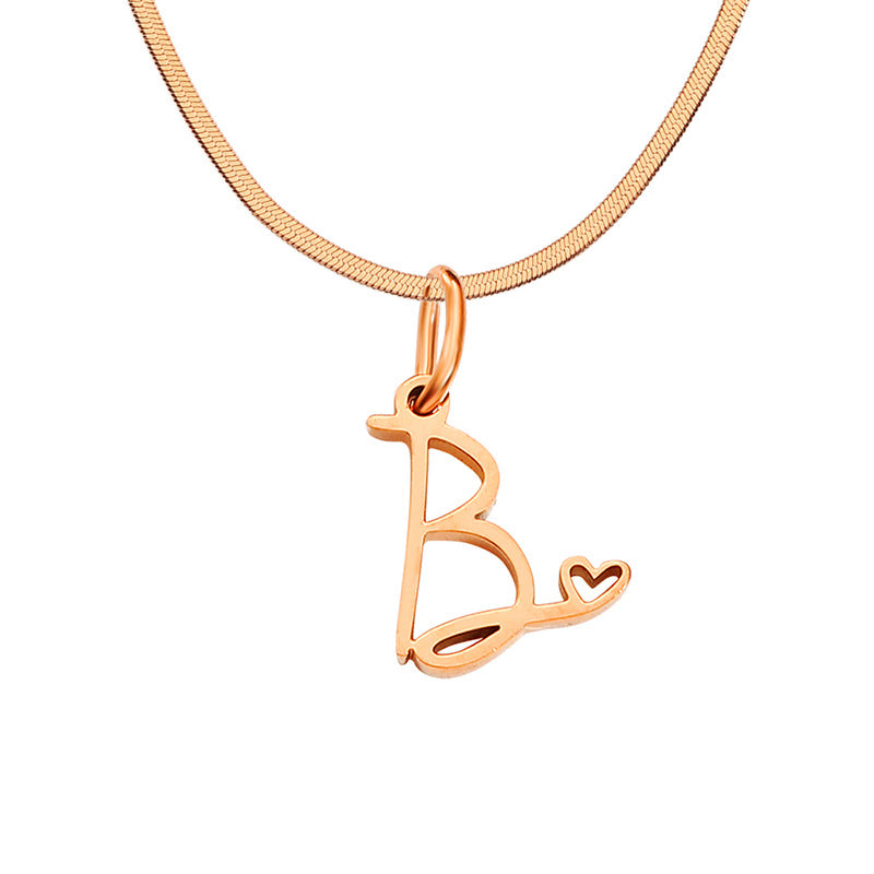 Women's Stainless Steel Necklace With Letter Pendant