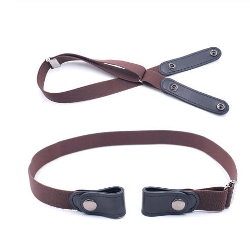 Leather Slim Stretch Invisible Jeans Simple Lazy Belt