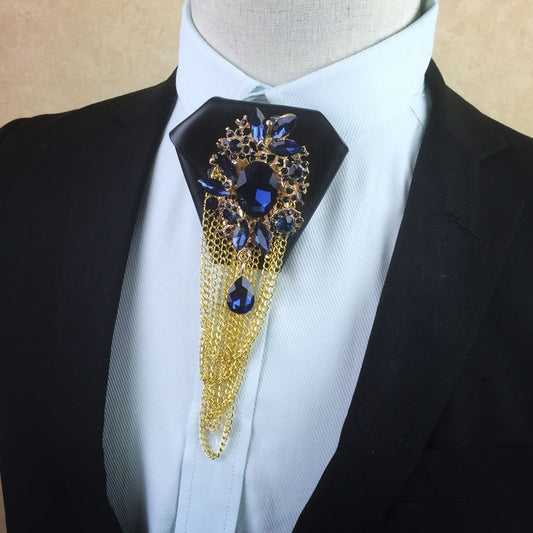 Men's Bow Tie With Metal Diamond Tassel