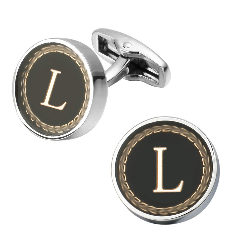 Round Letter French Cufflinks 26 Letter Cuffs